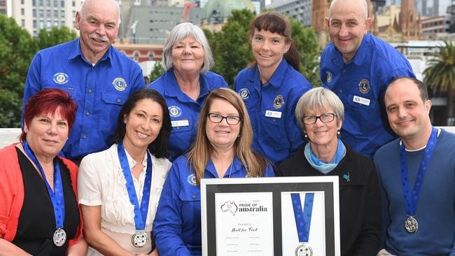 Pride of Australia medallists — bottom row: Sue Buckman (Fit for Life), Bronwyn Covill (Need a Tutor), Claire Johnston (Need for Feed), Sue Robertson (Need for Feed), Mat Bowtell (Free 3D Hands); top row: Don Petty, Elaine Spencer, Kelly Laffan and Darren Laffan (all Need for Feed). Picture: Josie Hayden