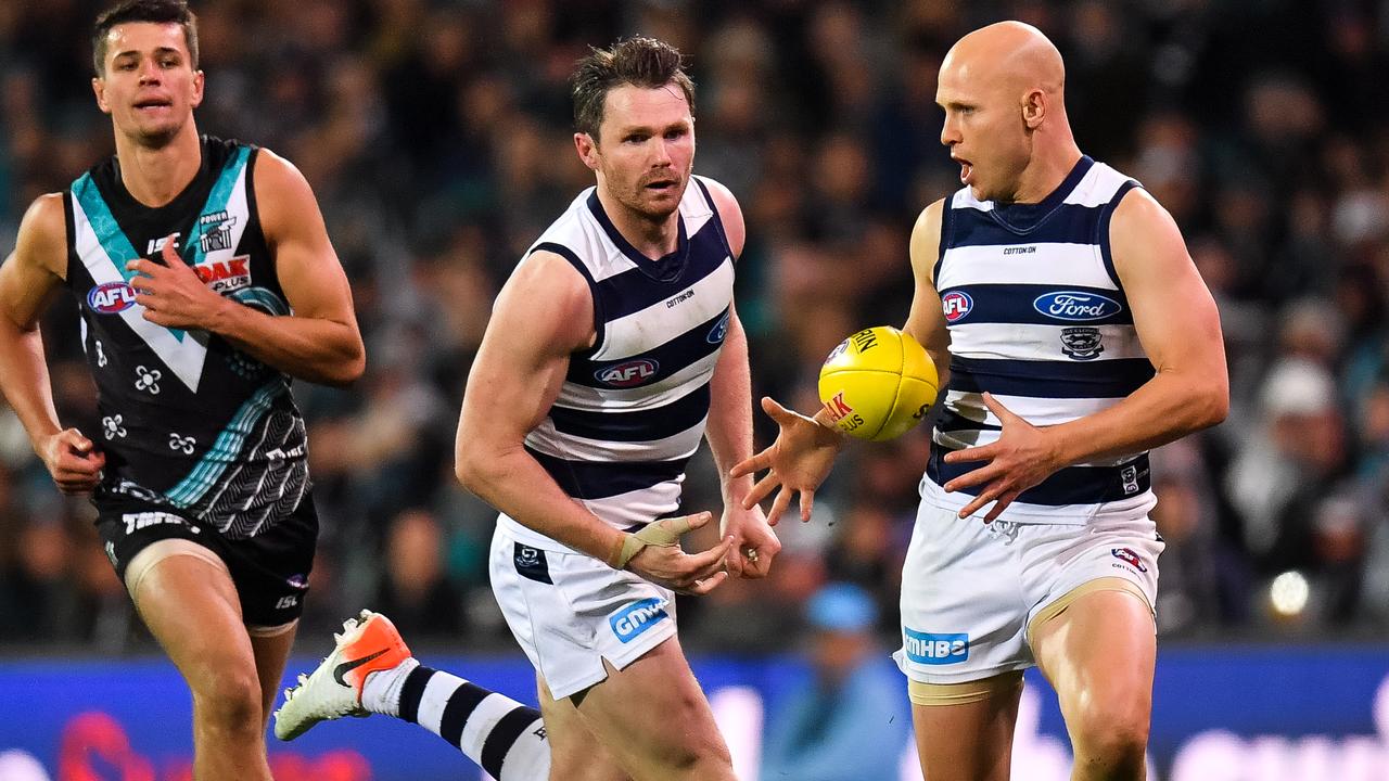 Patrick Dangerfield and Gary Ablett did their bit for the Cats. Pic: Getty Images