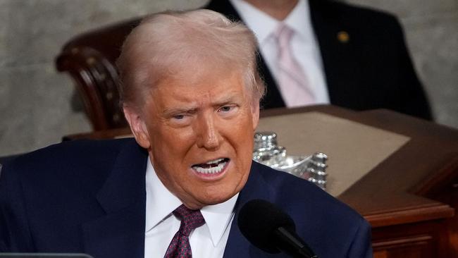 WASHINGTON, DC - MARCH 04: U.S. President Donald Trump addresses a joint session of Congress at the U.S. Capitol on March 04, 2025 in Washington, DC. President Trump was expected to address Congress on his early achievements of his presidency and his upcoming legislative agenda.   Andrew Harnik/Getty Images/AFP (Photo by Andrew Harnik / GETTY IMAGES NORTH AMERICA / Getty Images via AFP)