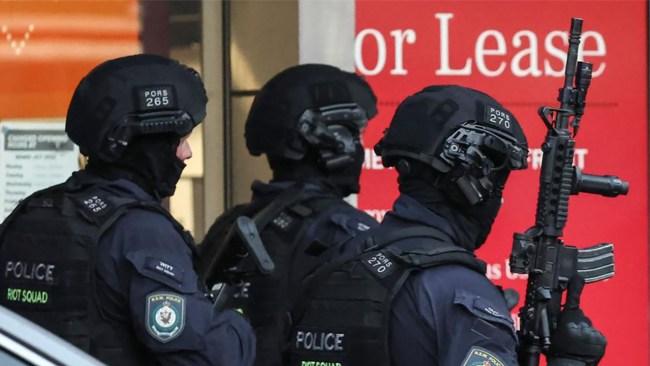 Over 200 tactical operations unit officer stormed Bondi Junction on Saturday. Photo: AFP