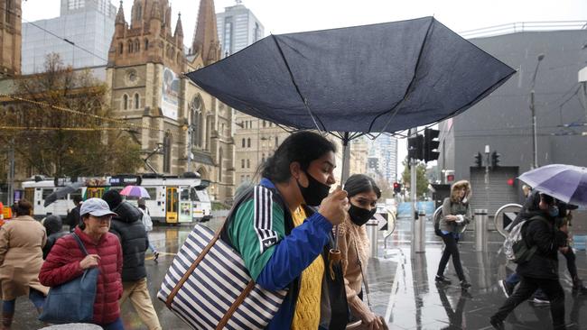 Melburnians are bracing for wind gusts of up to 100km/h on Tuesday as wild weather lashes the state. Picture: NCA NewsWire / David Geraghty