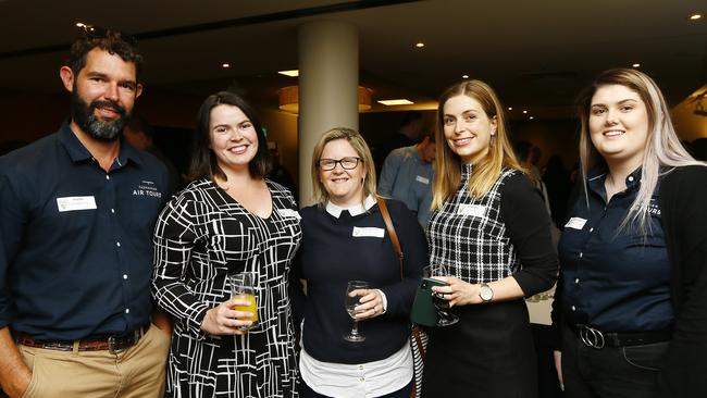 Greg Ross, of Richmond, Chelsea Bell, of Lindisfarne, Emily Hopwood, of New Town, Sam Skillern, of Lenah Valley and Nicole Wilson, of Sorell, at the event. Picture: MATT THOMPSON