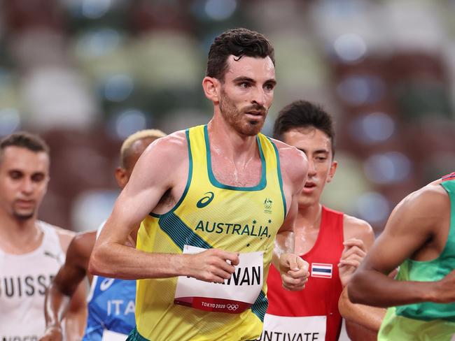 TOKYO, JAPAN – JULY 30: Patrick Tiernan of Team Australia competes in the Men's 10,000m Final on day seven of the Tokyo 2020 Olympic Games at Olympic Stadium on July 30, 2021 in Tokyo, Japan. (Photo by David Ramos/Getty Images)