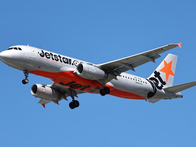 A Jetstar Airbus A320 commercial passenger jet plane comes into land at the Cairns International Airport, increasing tourism numbers in Far North Queensland. Picture: Brendan Radke