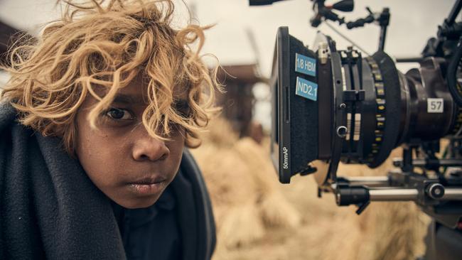 Aswan Reid on the set of The New Boy, directed by Warwick Thornton. Picture: Ben King