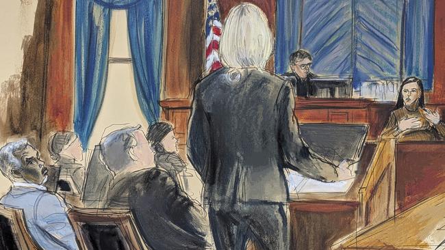 Sean ‘Diddy' Combs, far left, and lawyer Marc Agnifilo, second from left, listen as witness Cassie Ventura, far right, answers questions from assistant US Attorney Emily Johnson, centre, with Judge Arun Subramanian presiding in Manhattan federal court, Tuesday, May 13, 2025, in New York. Picture: Elizabeth Williams via AP