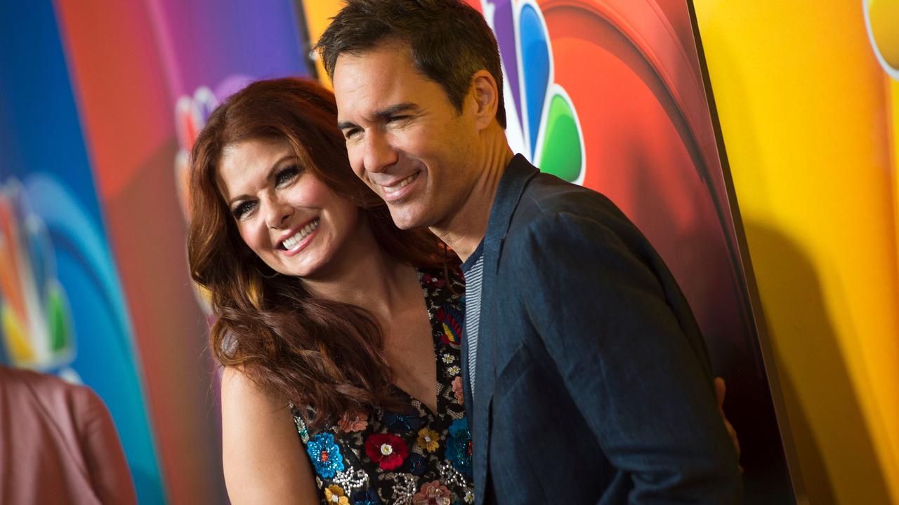 Eric McCormack with his Will &amp; Grace co-star, Debra Messing. McCormack is separating from his wife of 26 years. Picture: Valerie Macon/AFP