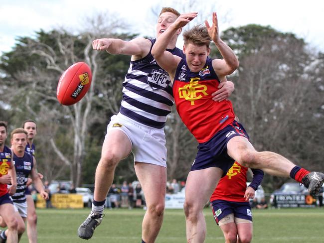 Macedon and Diggers Rest clash in this year’s RDFL preliminary final. Picture: Aaron Cook