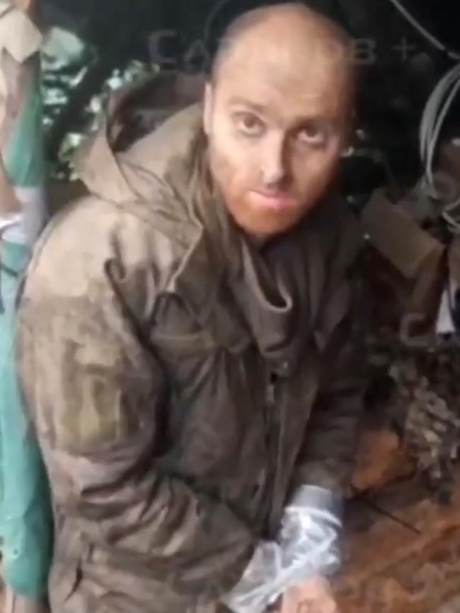 Oscar Jenkins after being captured by Russian forces in Ukraine. Picture: Screengrab