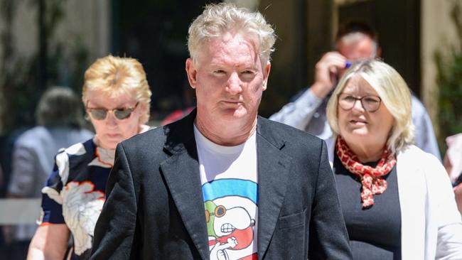 Family members of David Lawrence including his brother Philip Lawrence, front, outside court on Monday. Picture: NCA NewsWire / Brenton Edwards