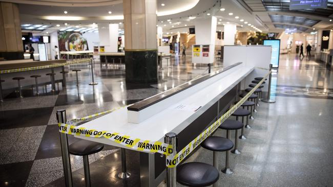 An empty Westfield food hall in Sydney. Picture: John Feder.