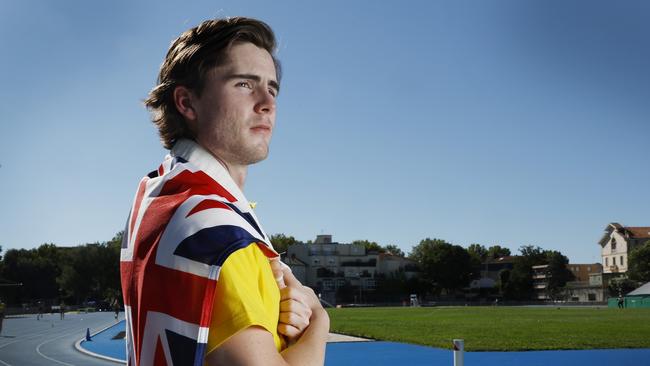 NCA . PARIS, FRANCEÃ July 23, 2024.  Paris Olympics Games.     Australian Athletic team media day in Montpellier. .  Sprinter Rohan Browning poses during todays media session at the teams training base in Montpellier  . Pic: Michael Klein