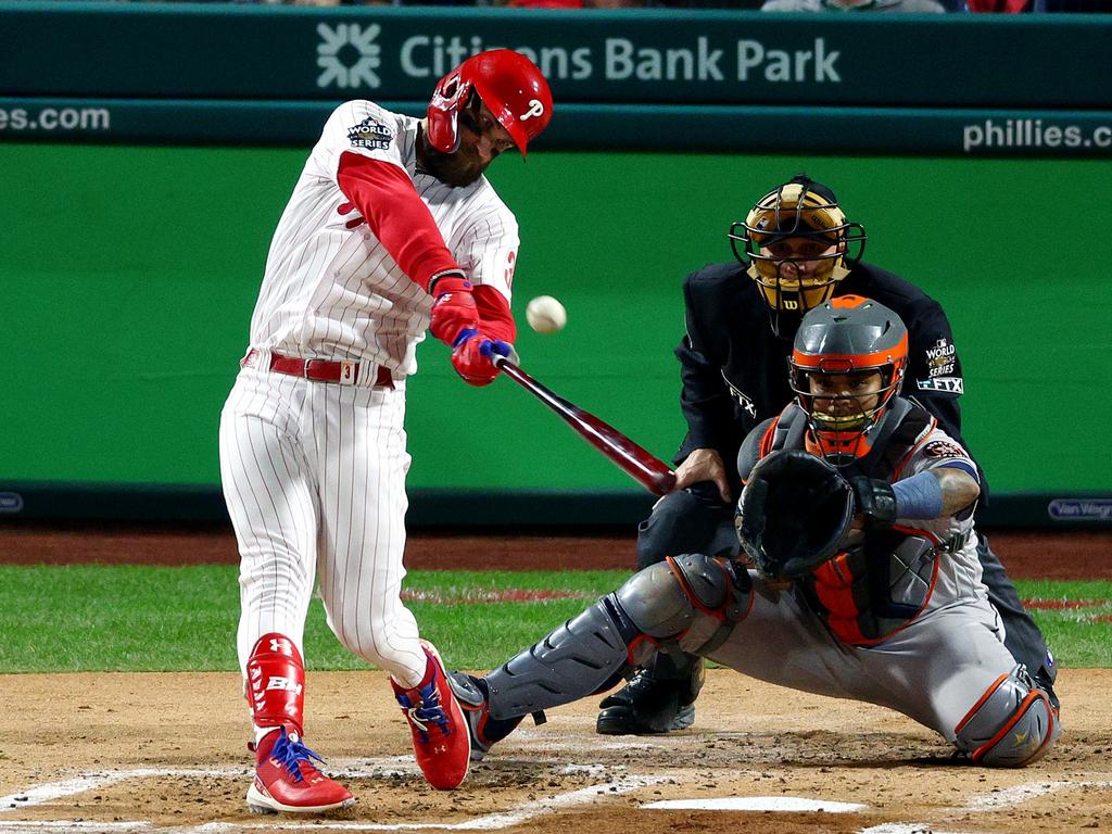 Bryce Harper of the Philadelphia Phillies at bat during a game News  Photo - Getty Images