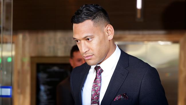 Israel Folau leaving the Fair Work Commission in East Sydney. Picture: Jonathan Ng