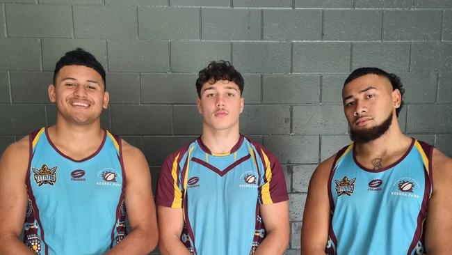 Keebra Park's Queensland Under-18 representatives: Arama Hau, Seth Nikotemo and Immanuel Kalekale. Picture: Facebook/Keebra Park SHS