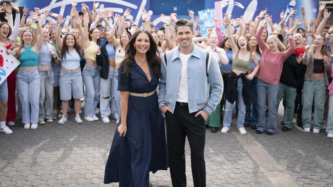 Hosts Ricki-Lee Coulter and Scott Tweedie for the 2024 season of Australian Idol which kicks off on January 29. Picture: Seven