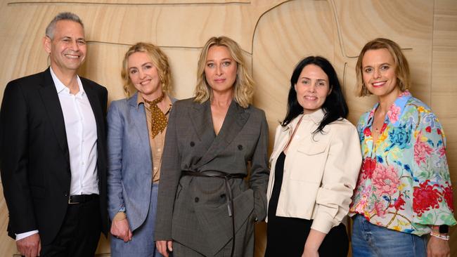 Steve Hutensky, Sarah Scheller, Asher Keddie, Jodi Matterson and Mia Freedman, at the Binge announcement of Strife. Picture: James Gourley.