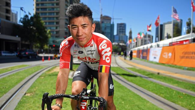 Australian sprint star Caleb Ewan at Victoria Square in Adelaide ahead of the 2019 Tour Down Under. Picture: Tom Huntley