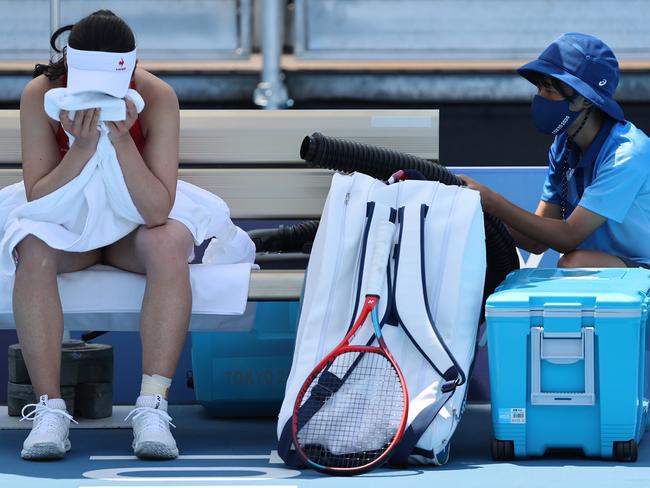 Nao Hibino of Team Japan. The International Tennis Federation implemented its extreme weather policy for competitors competing at the Ariake Tennis Park. Picture: Getty Images