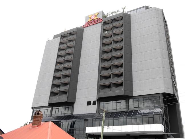 BRISBANE, AUSTRALIA - NewsWire Photos - JANUARY 7, 2021.The Hotel Grand Chancellor in Spring Hill, Brisbane. A worker of the hotel and a quarantining child who recently returned from overseas have tested positive to coronavirus.Picture: NCA NewsWire / Dan Peled