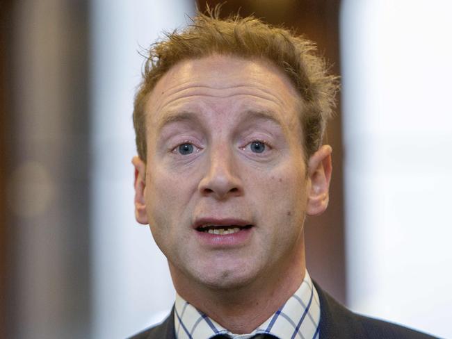 ADELAIDE, AUSTRALIA - NewsWire Photos JULY 6, 2023: South Australia Leader of the opposition David Speirs speaks to media at Old Parliment House. Picture: NCA NewsWire