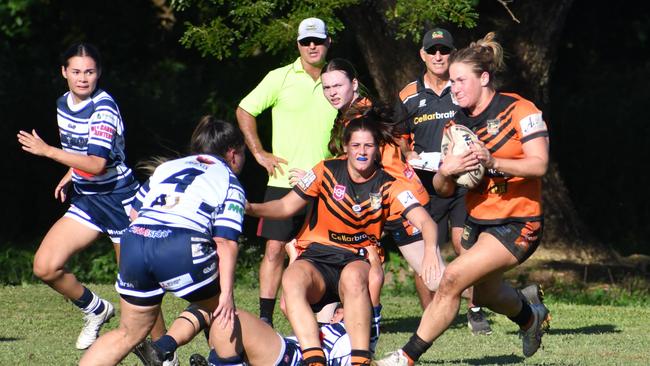 The Herbert River Crushers Women’s team drew 20-20 with Townsville Brothers in a hard-fought contest in Ingham on Saturday. Picture: Cameron Bates
