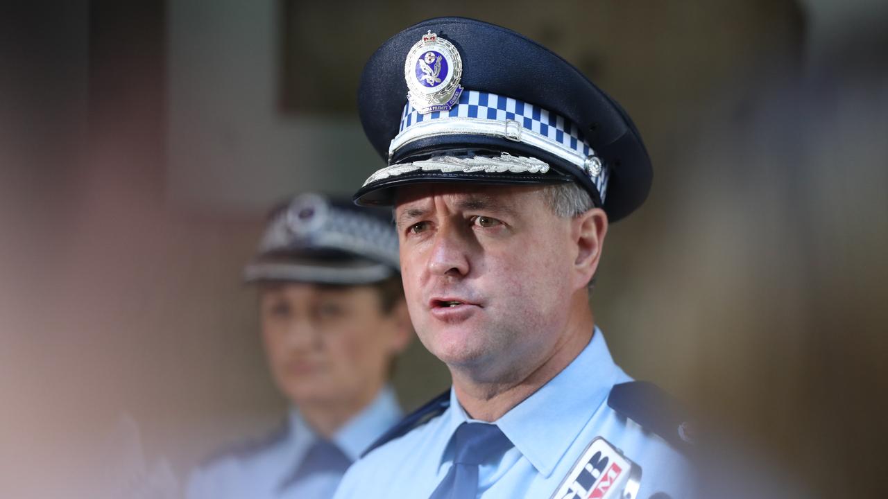 Assistant Commissioner Michael Willing addresses media outside the police centre on Friday to reveal police discovered the remains of Ms Caddick’s remains. Picture: John Grainger