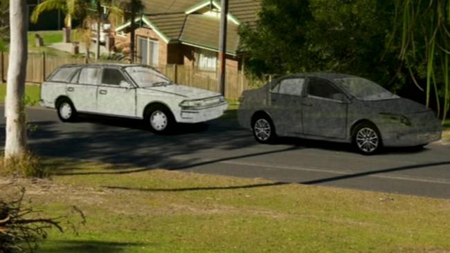An artist’s impression of two cars seen near the property in Kendal where William vanished / Picture: Channel 9