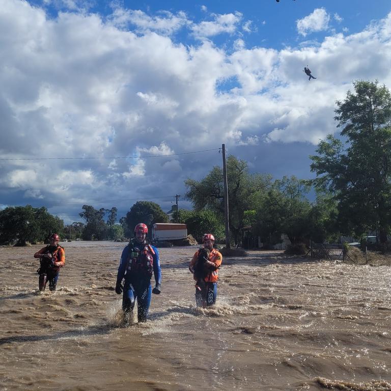 The small town of Eugowra in NSW’s central west was hit with severe flash flooding that led to more than 700 residents being evacuated from their homes. Picture: NSW SES