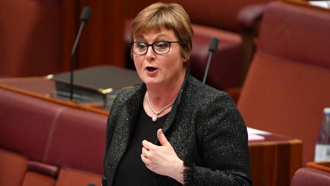 Defence Minister Linda Reynolds during Question Time in the Senate chamber at Parliament House in Canberra on Tuesday. Picture: AAP