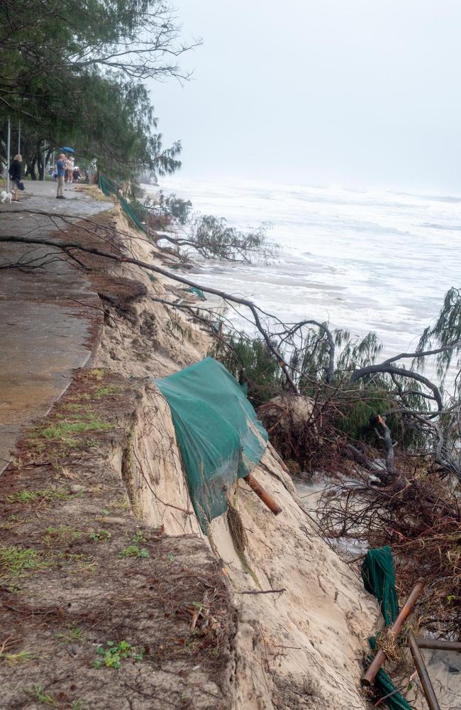 Erosion at Main Beach near the SLSC. Picture: Facebook/David Morgan