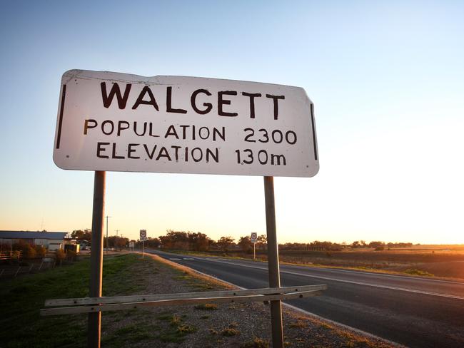 Pictured is the sign for Walgett on the Castlereagh Highway in NSW.Picture: Richard Dobson