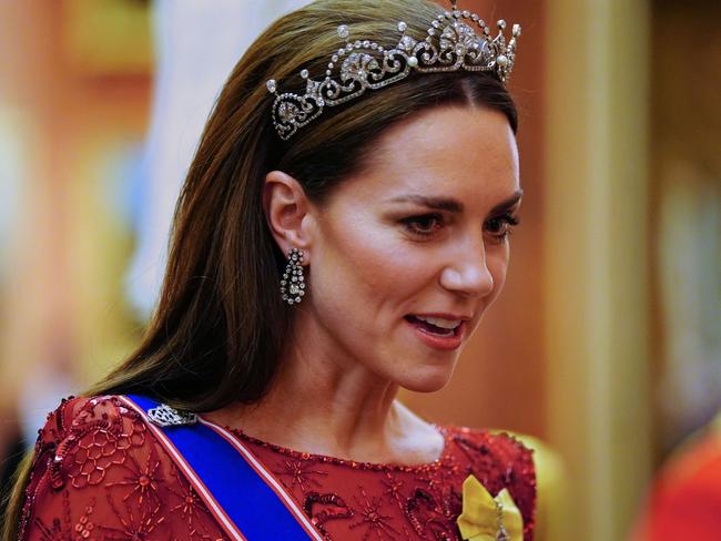 Catherine wears the Lotus Flower tiara. Picture: Getty Images