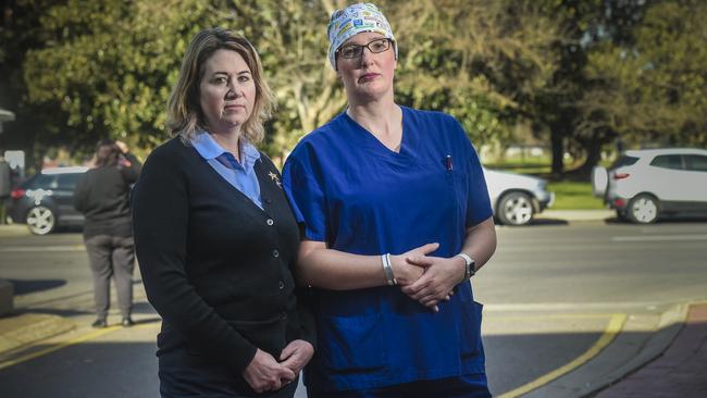 The Memorial Hospital nurses Libby and Rike are among more than 500 people that are opposing the parking changes. Picture: AAP / Roy VanDerVegt