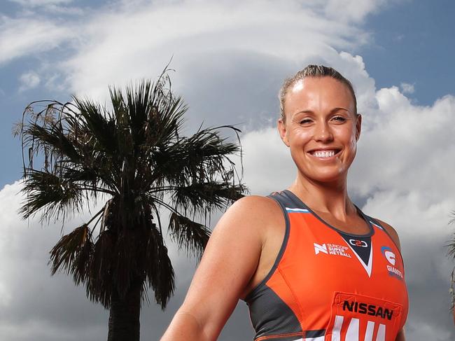 Netball captains Kimberlee Green of Giants Netball and Abbey McCulloch of NSW Swifts, at the launch of the new Super Netball series which starts this weekend. Picture. Phil Hillyard