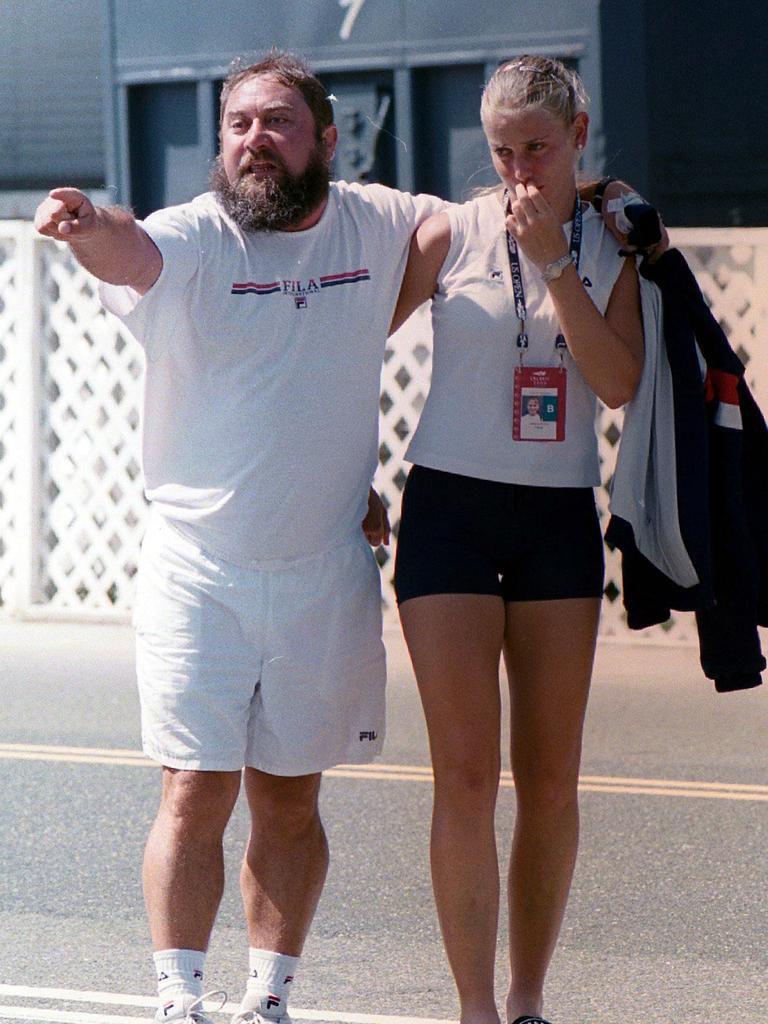 Jelena Dokic’s father Damir (left) has died. Picture: Charles Fowler.