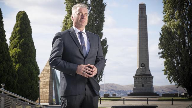 RSL Tasmania CEO John Hardy at the Hobart Cenotaph. Picture: Chris Kidd