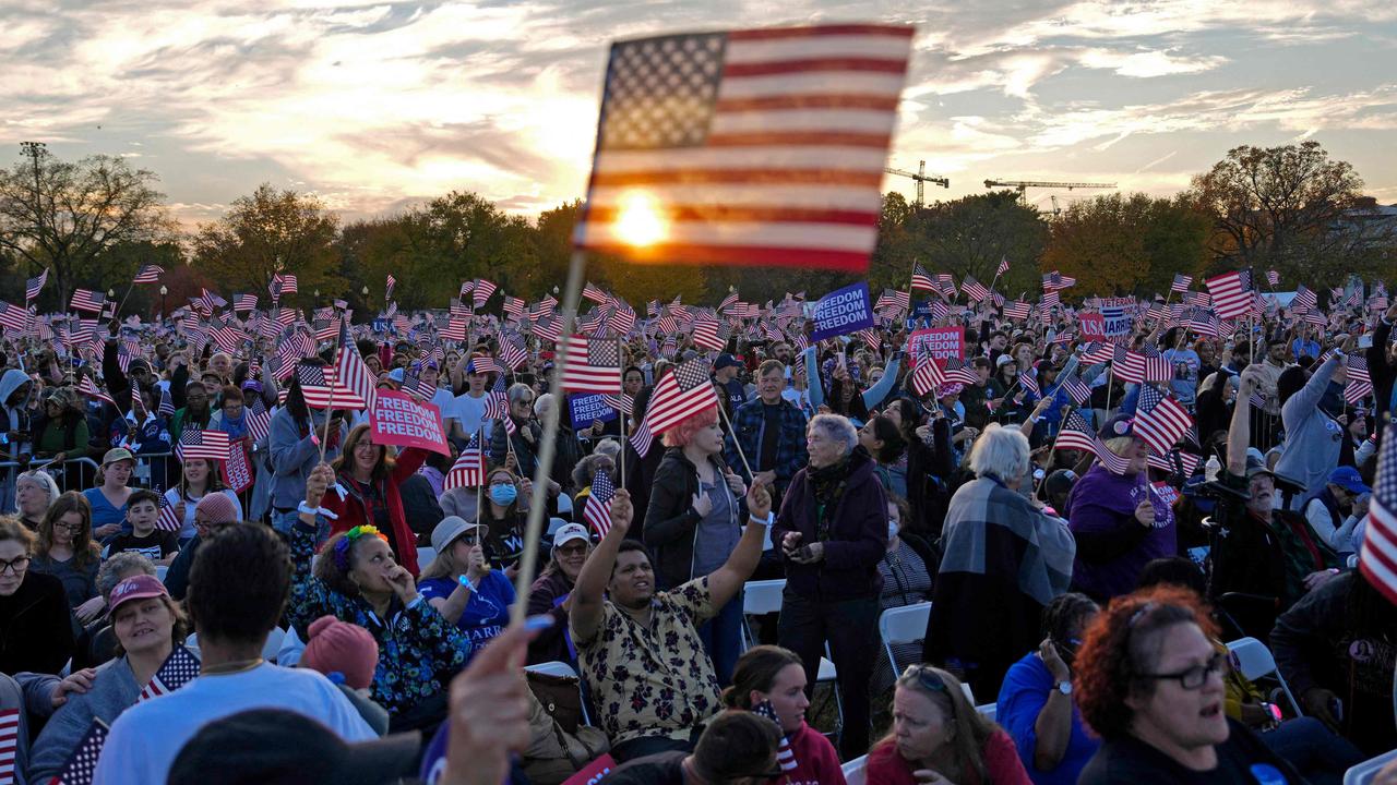 Ms Harris’s supporters gathering at The Ellipse today. Picture: Kent Nishimura/Getty Images via AFP