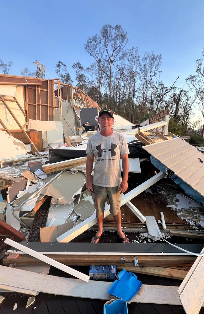 Glenn Davidson at his Upper Coomera house which was demolished by the Christmas Day storm. Picture: Keith Woods.