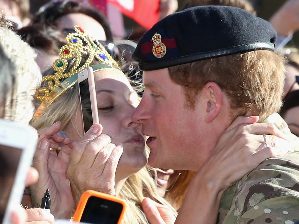 Royal Fan Victoria McRae steals a kiss. Picture: Getty