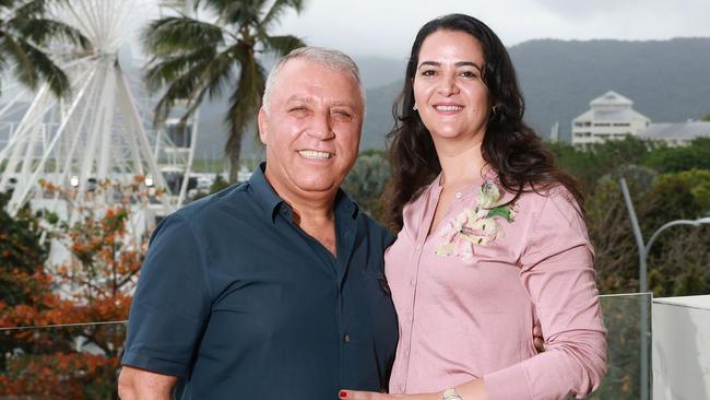 Owner of Crystalbrook Collection Ghassan Aboud with his wife Nahed Nebhan at Crystalbrook Flynn on the Cairns Esplanade. Picture: Brendan Radke