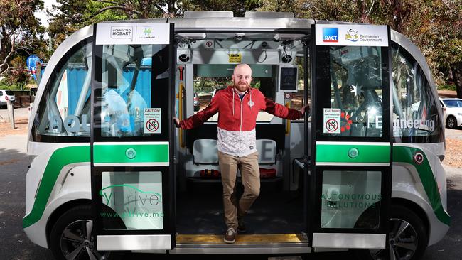 Francois Pollet Commissioning Specialist/Engineer for NAVYA. Driverless bus demonstration at Sandy Bay. Picture: NIKKI DAVIS-JONES