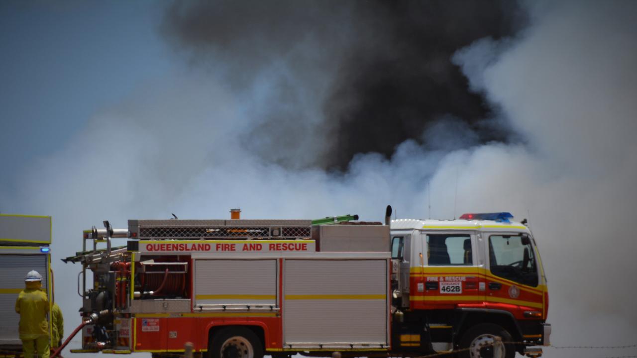 Five fire crews worked to control the large grass fire.