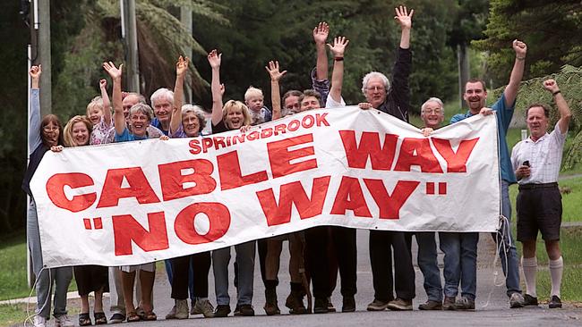 Protesters who campaigned against the Naturelink project in 2000.