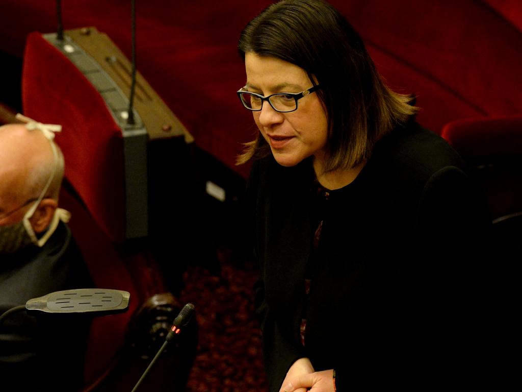 Jenny Mikakos sparked outrage by refusing to answer questions. Picture: NCA NewsWire / Andrew Henshaw