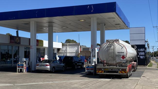 AFTER: The petrol station with its branding stripped. Picture: Mitch Mott