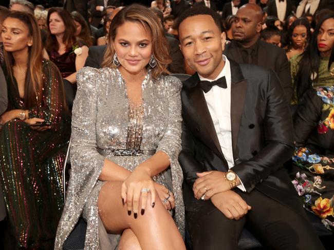 Chrissy Teigen with husband  John Legend at the Grammys.