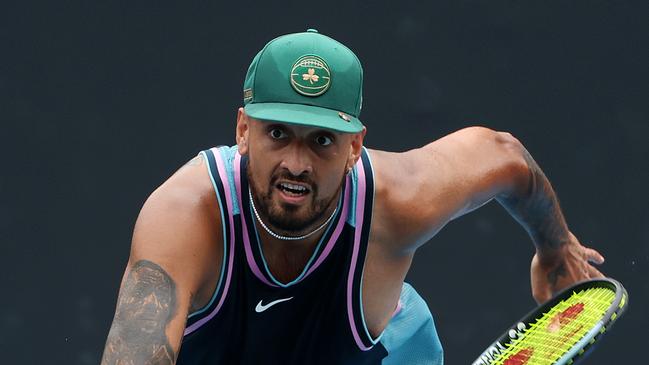 MELBOURNE, JANUARY 12, 2025: 2025 Australian Open Tennis, Day One. Nick Kyrgios trains. Picture: Mark Stewart