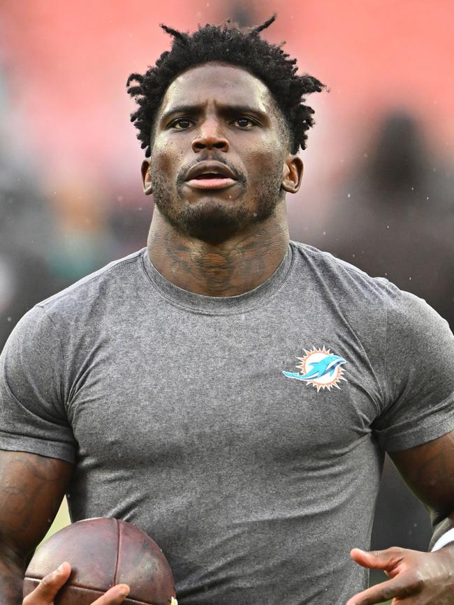 Star Dolphin Tyreek Hill says he wants out of Miami after their disappointing campaign. Picture: Jason Miller/Getty Images