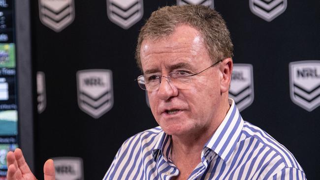 NRL Head of Football Graham Annesley speaks to the media. AAP Image/James Gourley